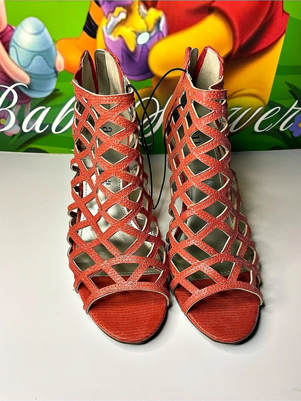 A.N.A Red Woven Cage Heels Like New